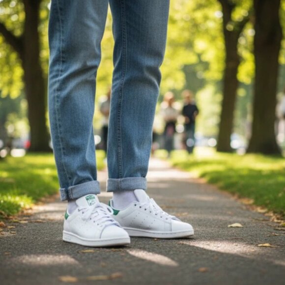 Adidas Stan Smith White Leather Sneakers Shoes Fairway Green 10 - Picture 7 of 7